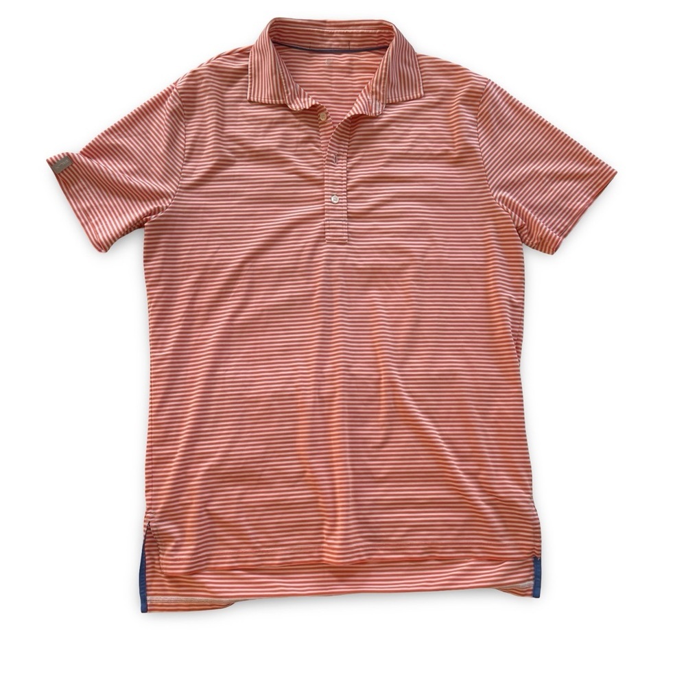 Striped Orange Performance Polo Shirt men’s L‎ NWOT